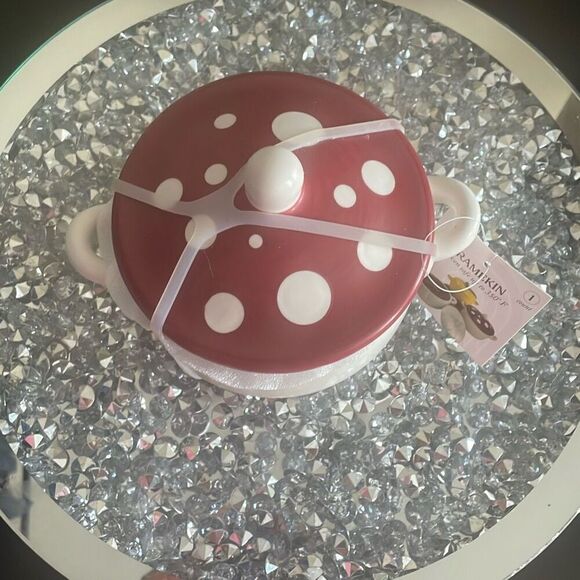 New earthenware mini mushroom ramekin with lid & handles red white - Picture 4 of 8